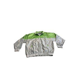 Vintage Pelle Pelle Jacket Y2K Lime Green Silver 90s Rain Coat